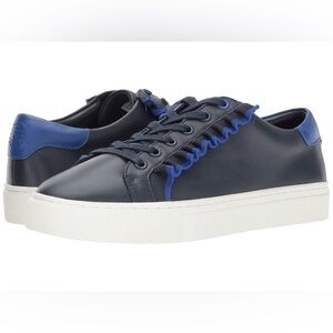 Tory Burch | Sneakers | Tory Sport Navy Blue Leather Ruffle Shoes Size 8.5